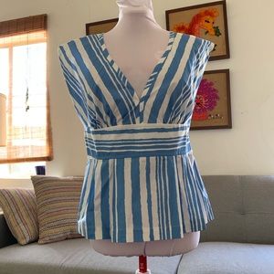 Blue and white peplum top from Anthropology